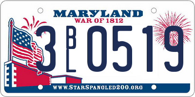 MD license plate 3BL0519