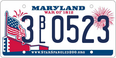 MD license plate 3BL0523