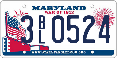 MD license plate 3BL0524