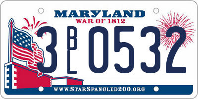 MD license plate 3BL0532