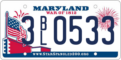 MD license plate 3BL0533