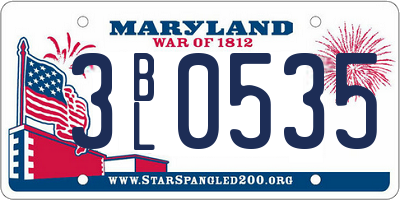 MD license plate 3BL0535