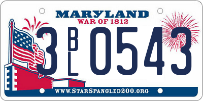 MD license plate 3BL0543