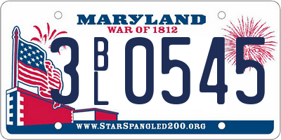MD license plate 3BL0545