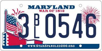 MD license plate 3BL0546