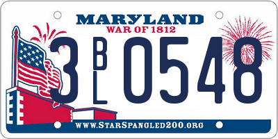 MD license plate 3BL0548