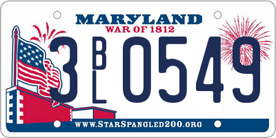 MD license plate 3BL0549