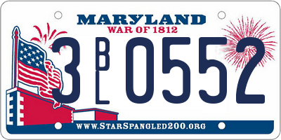 MD license plate 3BL0552