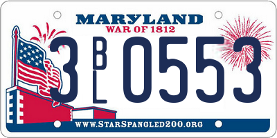 MD license plate 3BL0553