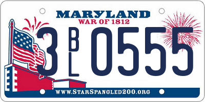 MD license plate 3BL0555