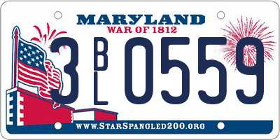 MD license plate 3BL0559