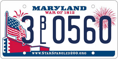 MD license plate 3BL0560