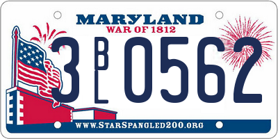 MD license plate 3BL0562
