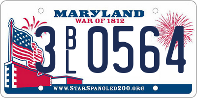 MD license plate 3BL0564