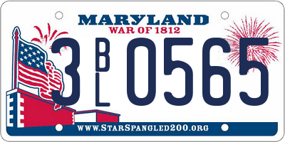 MD license plate 3BL0565