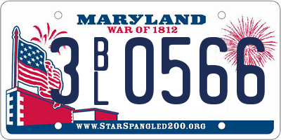 MD license plate 3BL0566
