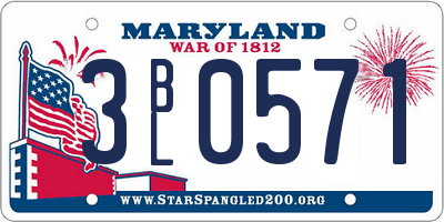 MD license plate 3BL0571