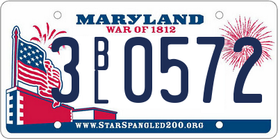 MD license plate 3BL0572
