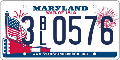 MD license plate 3BL0576