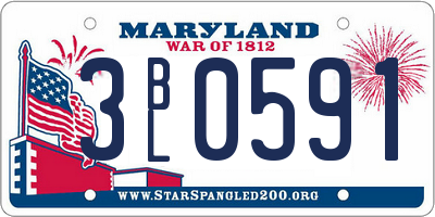MD license plate 3BL0591