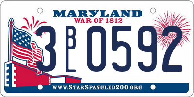 MD license plate 3BL0592