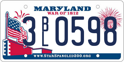 MD license plate 3BL0598