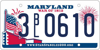 MD license plate 3BL0610