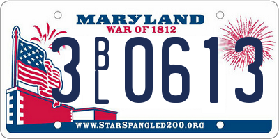 MD license plate 3BL0613
