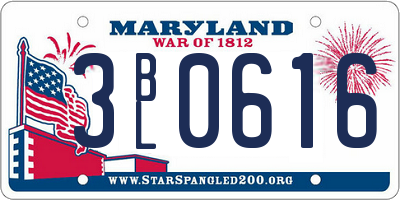 MD license plate 3BL0616