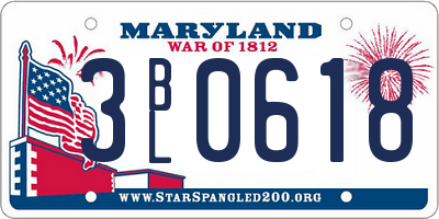 MD license plate 3BL0618