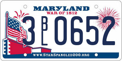 MD license plate 3BL0652