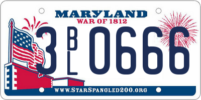 MD license plate 3BL0666