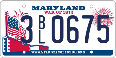 MD license plate 3BL0675