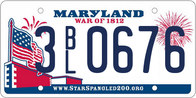 MD license plate 3BL0676