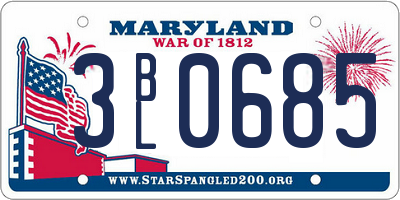 MD license plate 3BL0685