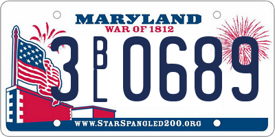 MD license plate 3BL0689