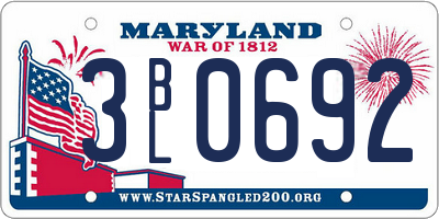 MD license plate 3BL0692