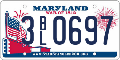 MD license plate 3BL0697