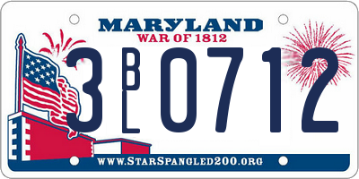MD license plate 3BL0712