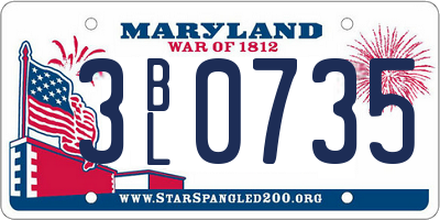 MD license plate 3BL0735