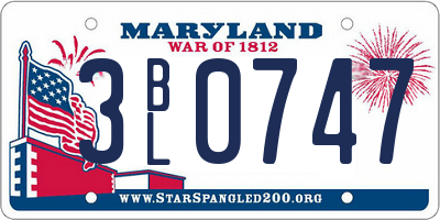 MD license plate 3BL0747