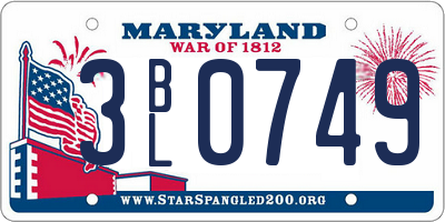 MD license plate 3BL0749