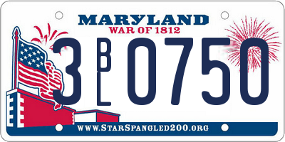 MD license plate 3BL0750