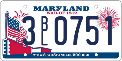 MD license plate 3BL0751
