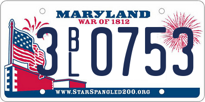 MD license plate 3BL0753