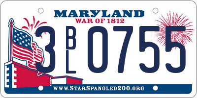 MD license plate 3BL0755