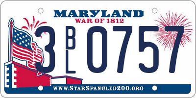 MD license plate 3BL0757