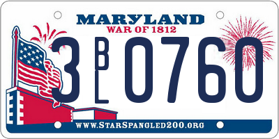 MD license plate 3BL0760