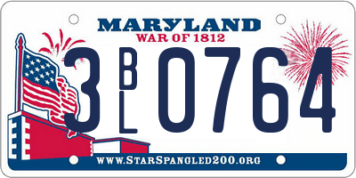 MD license plate 3BL0764