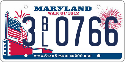 MD license plate 3BL0766
